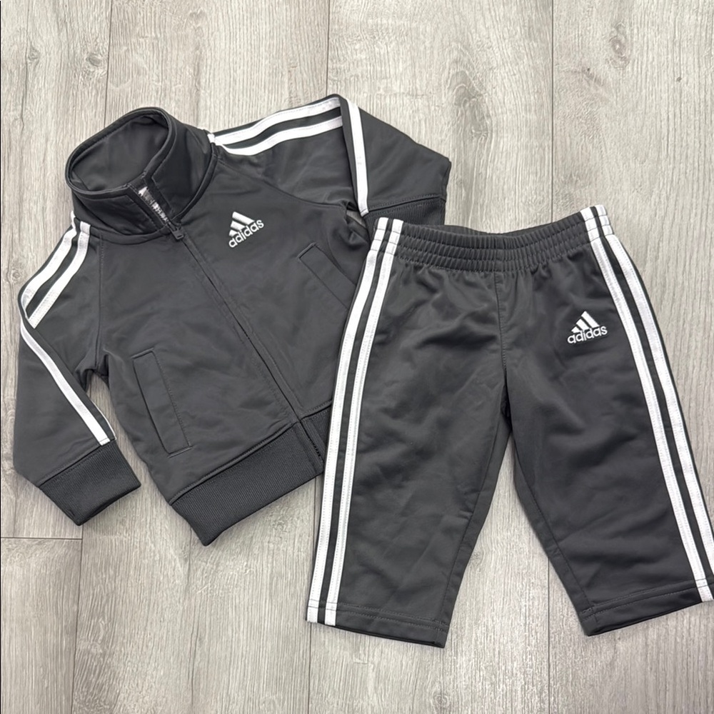 Baby Adidas 6 months. Gray Tracksuit with White Stripes